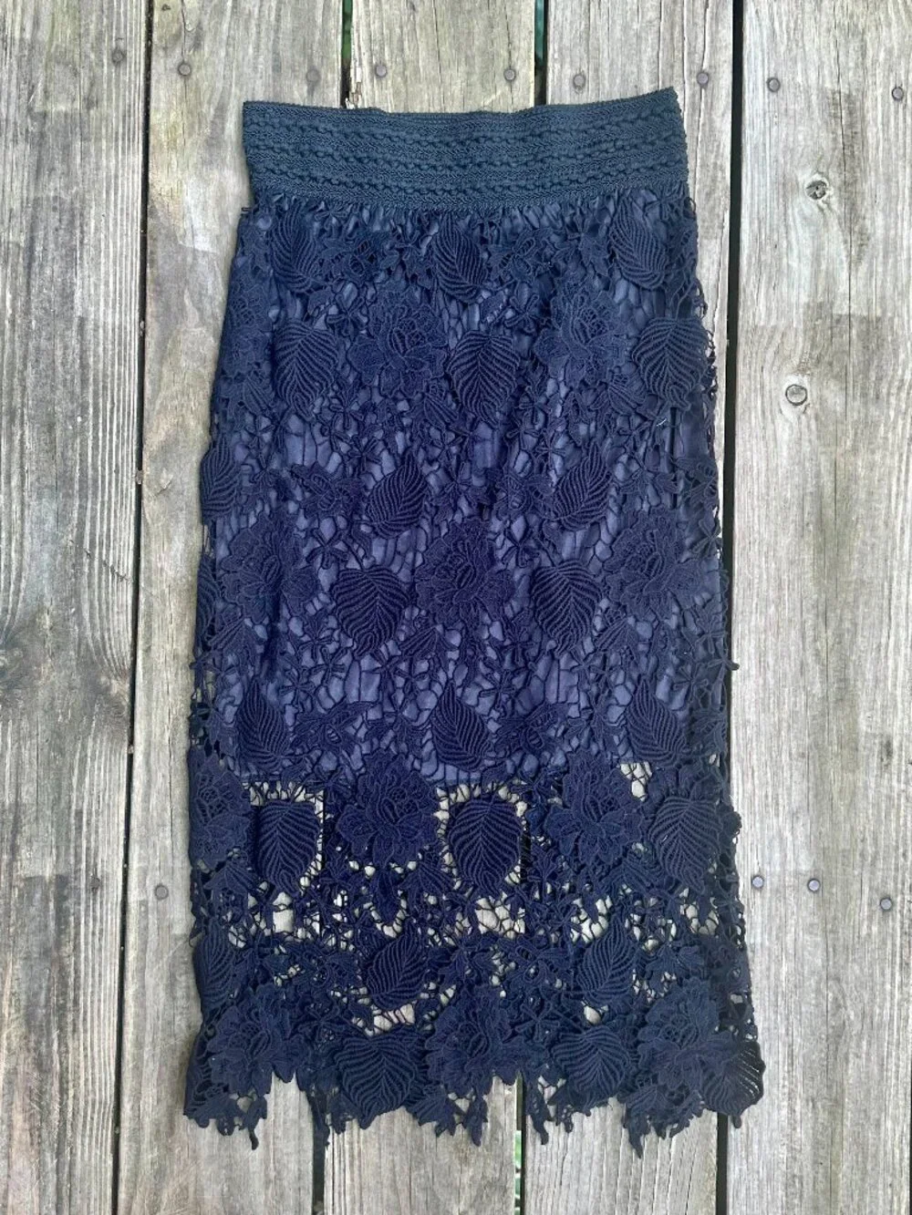 Black crochet long skirt